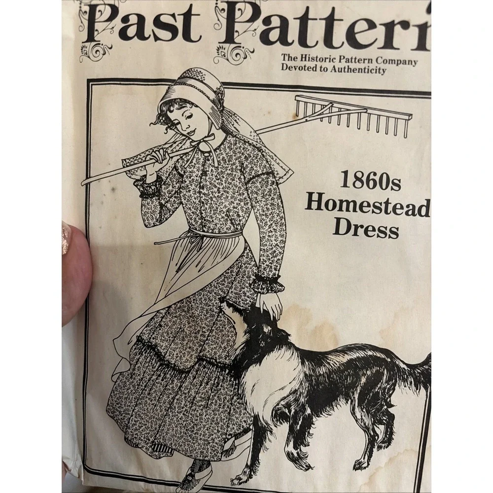 Past Patterns 711 1860s Homestead Dress Sewing Pattern Bust 33-41 Historic Gown